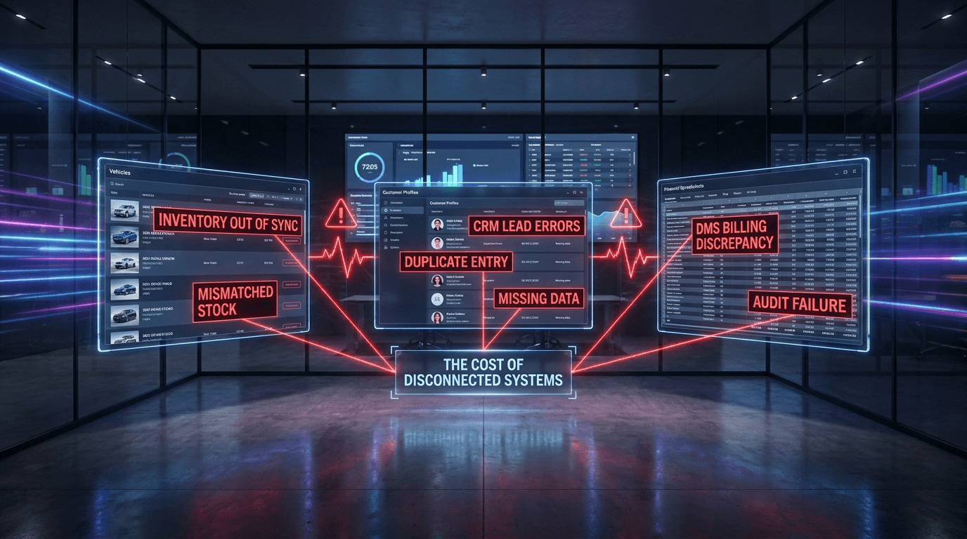 Why Dealerships Lose $200K+ a Year to Disconnected DMS, CRM, and Inventory Systems